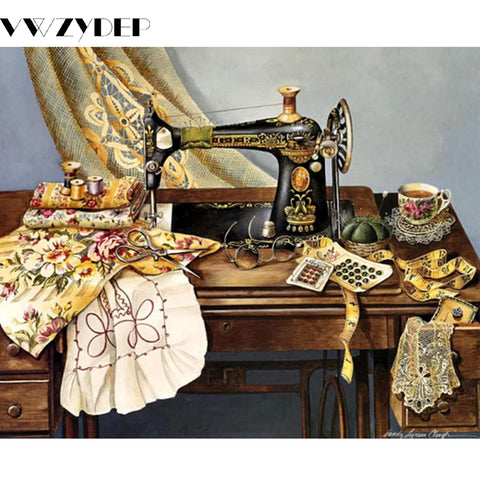 Full Square Round Drill 5D DIY,Diamond Painting Sewing Machine,3D Embroidery Cross Mosaic Rhinestone Home Decor