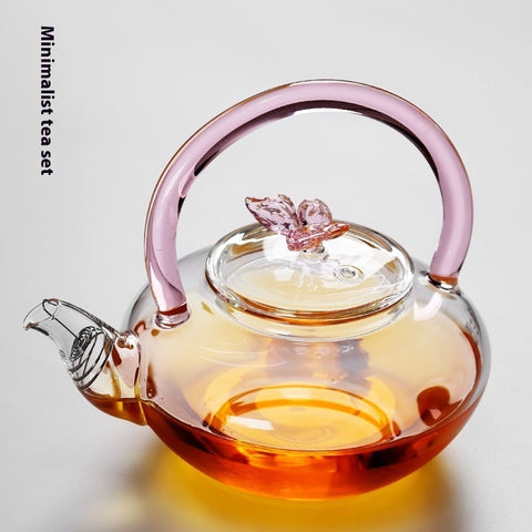 Butterfly Clear Glass Teapot