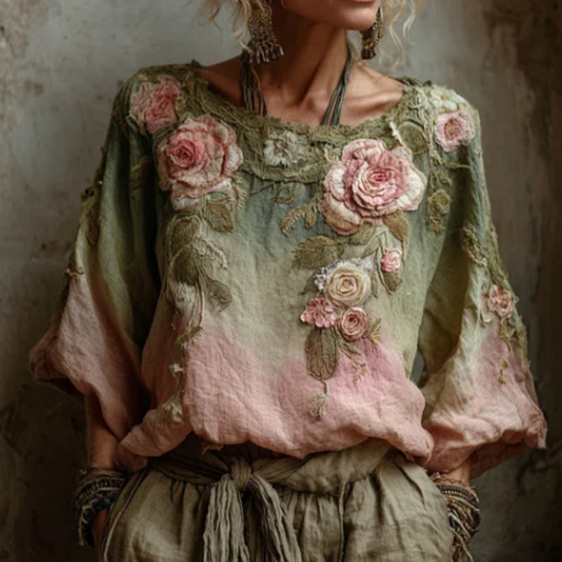 Rose Linen Blouse
