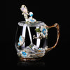 Clear Glass Teacup with Spoon and Lid