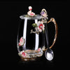 Clear Glass Teacup with Spoon and Lid