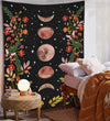 Moon Phases Floral Tapestry