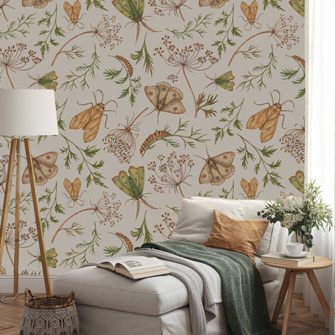Butterfly And Tropical Plant Self-adhesive TV Background Wallpaper