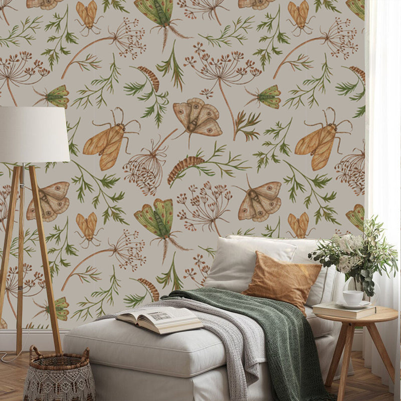 Butterfly And Tropical Plant Self-adhesive TV Background Wallpaper