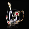 Clear Glass Teacup with Spoon and Lid