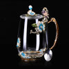 Clear Glass Teacup with Spoon and Lid